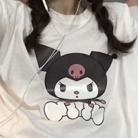 纯棉短袖T恤女夏季日系ins学院风可爱卡通库洛米印花宽松学生[15天内发货] 白色 M