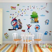 皮卡丘墙贴卡通多可爱动漫儿童房间男孩卧室床头墙上自粘装饰贴画 夜光机器猫+哆啦A梦