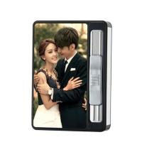 20 10支装便携烟盒打火机充电usb防风超薄点烟器男士自动弹烟刻字 单面定制照片款10支装