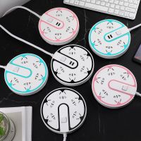 多功能插头无线转换器USB充电插座排插多孔接线板家用纯铜插线板 856粉色[2usb+带线7.8米]