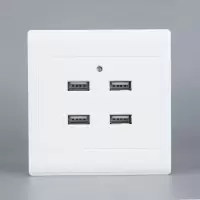 86型低压USB插座面板两位36V转5V明装工地宿舍四口USB220V转5V 明装四位36V转5V
