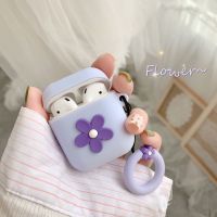 ins泫雅风小花朵AirPods pro保护套苹果蓝牙一二三代耳机包硅胶女 硅胶耳机套 紫色小花+指环