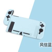 任天堂switch保护套配件硅胶壳ns收纳包游戏机手柄套硅胶软盒 switch防摔保护软壳-风信蓝 保护壳+猫爪摇杆帽+