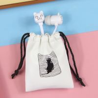 创意卡通耳机耳塞式 手机线控带麦耳机入耳式可爱迷你 送收纳袋 白色1号