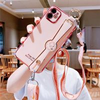 苹果12手机壳iPhone12pro硅胶苹果12mini软保护套12pro max女潮12 [樱花粉]时钟腕带+斜挎绳+
