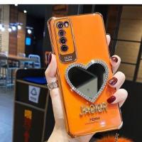 华为nova7pro手机壳新款秋冬毛球网红女款nova7镜头全包防摔软壳 华为nova7 橙色 镜子壳[单壳]