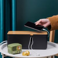 电源插座板电线收纳盒理线盒理线器插排固定器接线板整理盒集线器 黑色