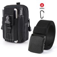 腰包男工地工作手机包新款多功能防水户外跑步耐磨迷你手机套男士 升级版[黑色]6.5寸+黑色腰带