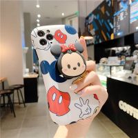 米奇12苹果11手机壳pro/xr/xs max/x卡通iPhone8plus支架7p软mini [分散米奇+米妮支架]