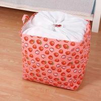 收纳袋家用加大加厚衣服被子整理筐多功能防水防潮防尘束口袋学生 120L加大加厚[红色草莓]