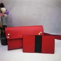 收纳包20网络时尚软皮质小型拉链式化妆包收纳整理钱包钥匙包 大红色铆钉腰包星月化妆包