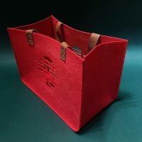 中式婚礼彩礼喜事礼物福字皮手拎毛毡袋中国风订婚结婚满月糖果袋 35长25高20宽喜字