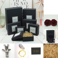 礼物盒生日简约精美INS礼盒空盒送男女朋友网音围巾大小号包装盒 BW礼盒+草+卡+灯+皂花+袋 35*25*10CM装围