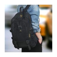 [升级好质量]耐磨帆布双肩包大容量男士背包简单书包旅行包 新品加大黑色