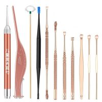 玫瑰金挖耳勺掏耳勺掏耳神器朵采耳工具扣耳屎套装成人耳勺螺旋式 发光耳勺11件套