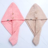 干发帽超强吸水速干发帽新款女长发吸水干发毛巾成人加厚干发帽 双层加厚[浅粉+卡其]