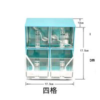 调料盒子调味料套装调料罐厨房用品大全多功能厨房收纳盒调味盒子 蓝色四格调味盒（四个透明勺子）