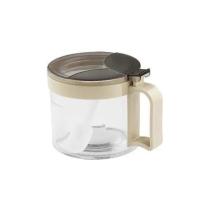 厨房用品大全调味料收纳盒家用调料罐瓶子玻璃透明网红调料盒套装 卡其米 四件装(送底座+控量勺)