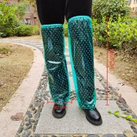 成人男女加长款防水套袖pvc 腿套工作防污防晨露护腿套骑行防雨裤 pvc防雨裤绿色 两条经济装