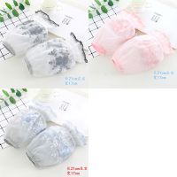 袖套女蕾丝网纱秋冬天防污学生短款透明欧根纱韩版套袖纱薄款护袖 褐色 瓣瓣黑+粉+灰