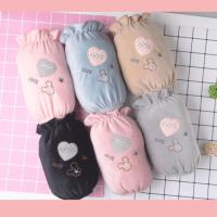 刺绣成人绒布袖套女爱心米奇时尚大人短袖居家防污必备套袖 6双-粉+血牙+蓝灰+咖啡+灰+黑