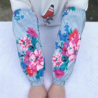 [掉皮退款]防水防油加长款成人加厚厨房套袖PU工作厨房皮革护袖 竖条大花朵-3双宽口-防水皮袖套