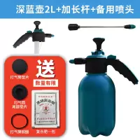 气压式浇花喷壶家用高压加厚喷雾器园艺小型花洒浇水喷雾瓶喷水壶 深蓝2L(高压款)+长杆+喷头