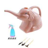 浇花神器可爱大号洒水壶长嘴浇水壶绿植盆栽喷壶浇花水壶喷壶园艺 2L小象藕粉色3件套+500ML喷壶