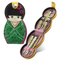 少女指甲六件套家用女神学生不锈钢耳勺指甲剪休脚套美容工具套盒 日本瓷娃娃(绿色)