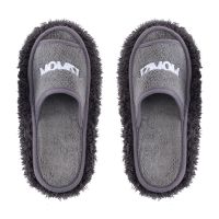 擦地拖地鞋室内可拆洗鞋套女加厚木地板抹布扫地清洁静音懒人拖鞋 灰色