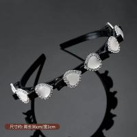 网红巴洛克珍珠发箍新款编发防滑双层头箍固定刘海碎发神器发饰 爱心猫眼钻边