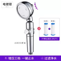 德国强增压花洒喷头沐浴喷头家用手持洗澡莲蓬头水龙头通用手喷头 银色升级款喷头 花洒+2米软件+免打孔底座
