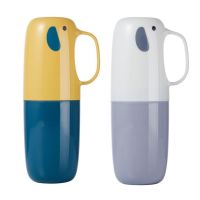 漱口刷牙杯子可爱学生洗漱杯便携式旅行牙刷牙膏牙具收纳盒牙刷盒 黄色+白色两个装[送牙刷+牙膏]