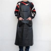 。围裙防水围裙水产用牛筋围裙围兜软皮围腰小工服理发师腰布功能 纯黑色 加大3个口袋围裙