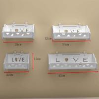 墙上卫生间置物架免打孔挂墙客厅卧室房间装饰架浴室化妆品收纳架 荷花20+25+30+40四件套 无痕钉(适合壁纸墙布水泥