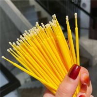 眉毛眼线纠错神器棉签棒化妆美容尖头纳米小棉棒细节超细极细纹绣 黄色