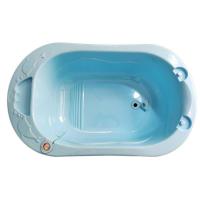 婴儿洗澡盆坐躺两用加厚小孩浴盆新生儿用品宝宝沐浴盆大号塑料盆 蓝色 盆+躺床+浴网+礼品