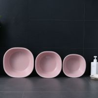 可折叠脸盆婴儿盆洗菜洗衣洗脚便携式家用旅行大中小号洗菜塑料盆 1602三件套 北欧粉