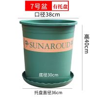 7加仑加厚加仑盆特大号塑料盆种树大型落地绿植盆栽月季果树花盆 7加仑绿色[2个装]配套托盘 特大