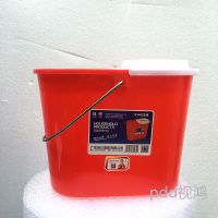 广东珠江塑料地拖桶红色家用清洁水桶老式挤水桶罩扁形拖把桶 地拖桶整套(桶身+白色桶罩)