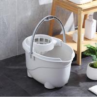 家用塑料手压式带滑轮地拖桶拖把桶老式墩布挤水桶家用清洁拖地桶 灰色