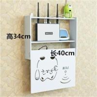 收纳盒路由器无线wifi放机顶盒壁挂式架子墙上免打孔光猫置物架 多媒体遮挡招财猫