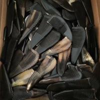 手工牦牛角梳子纯天然按摩梳子女可爱学生家用卷发梳子长发防脱发 黑牦牛角梳自然20cm