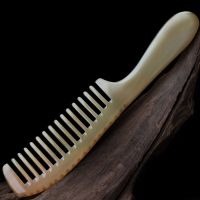 大齿梳子女宽齿卷发梳家用按摩梳子防脱发男士牛角梳子纯天然正宗 长柄-宽齿