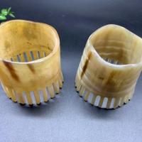 天然牛角梳纯按摩洗头梳抓头皮头部经络梳大齿宽齿防脱发梳子 牛角洗头刷2个