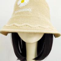 夏季新款帽子一体假发 雏菊折叠盆帽 假发帽子可拆草帽假发女 米白色-雏菊盆帽 梨花卷-自然黑