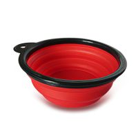 [买2送1]狗盆猫食碗宠物狗狗用品折叠碗便携狗碗饮水碗户外专用 黑框红色 1000ML带扣