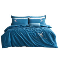 红豆家纺 全棉60支60支长绒棉刺绣酒店四件套床单被套纯棉简约纯色单双人床上用品