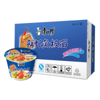 康师傅 开心桶鲜虾鱼板面101g*12桶