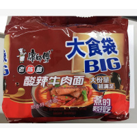 康师傅大食袋酸辣牛肉面五连包161g*5包/袋